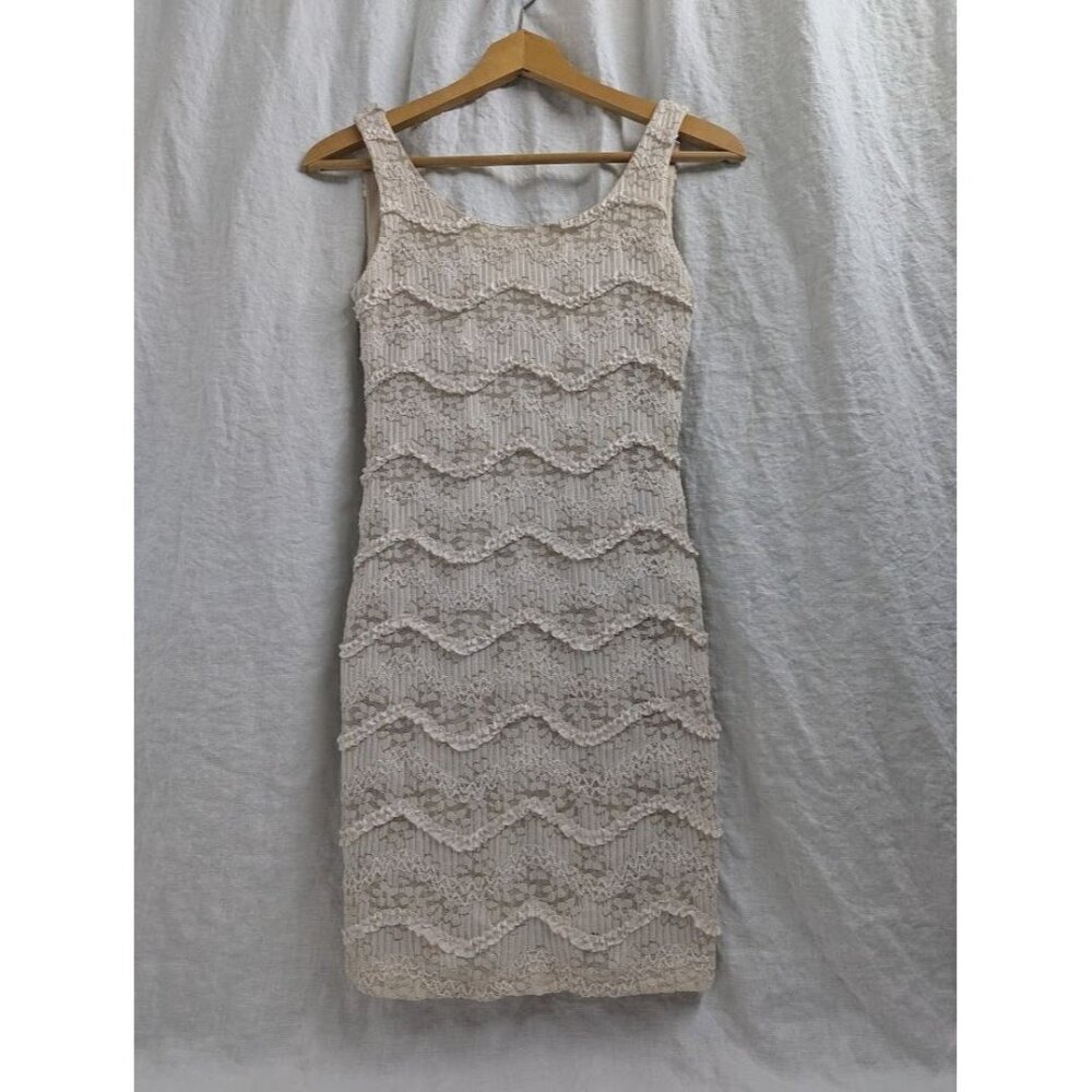 Love Culture women's size small lace cream off white fitted tank mini dress A13 - Picture 2 of 8